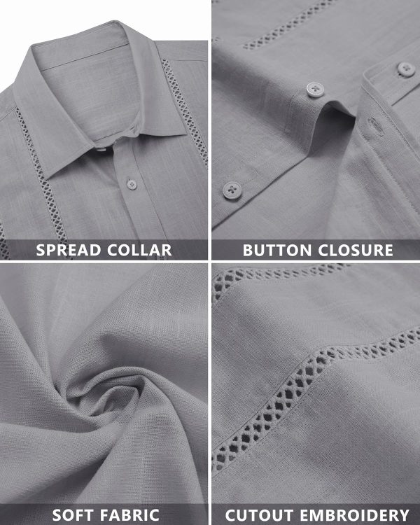 Alimens & Gentle Men's Cuban Guayabera Shirts Cotton Linen Short Sleeve Button Down Shirts Casual Summer Beach Camp Shirt - Image 31