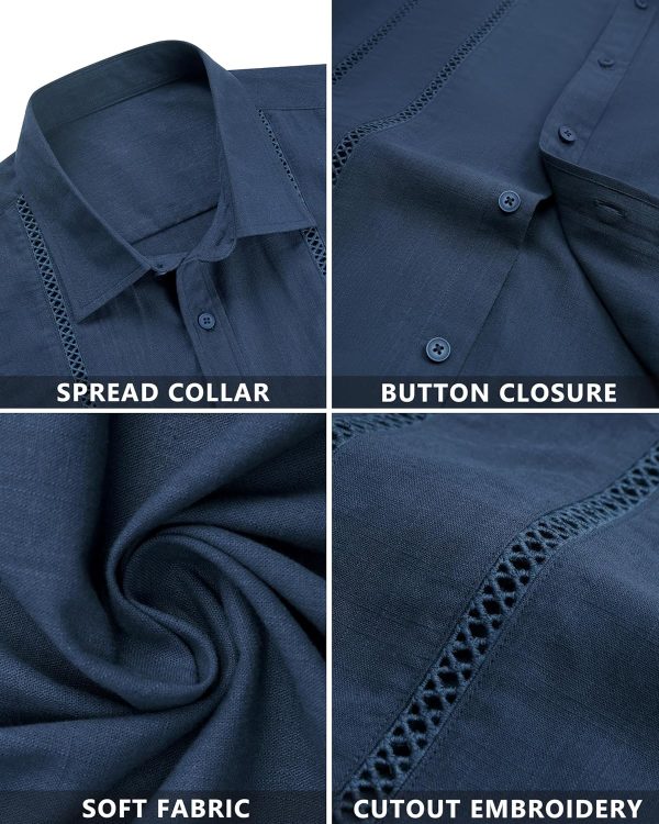 Alimens & Gentle Men's Cuban Guayabera Shirts Cotton Linen Short Sleeve Button Down Shirts Casual Summer Beach Camp Shirt - Image 81