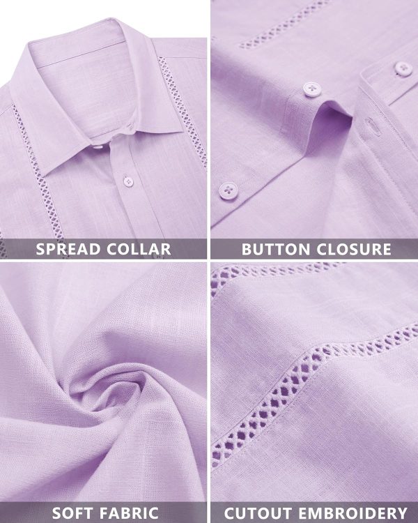 Alimens & Gentle Men's Cuban Guayabera Shirts Cotton Linen Short Sleeve Button Down Shirts Casual Summer Beach Camp Shirt - Image 91