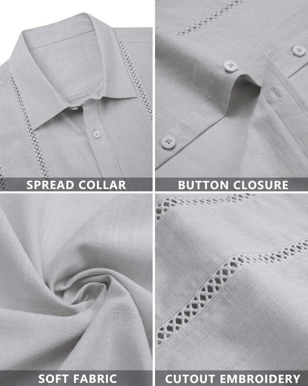 Alimens & Gentle Men's Cuban Guayabera Shirts Cotton Linen Short Sleeve Button Down Shirts Casual Summer Beach Camp Shirt - Image 101